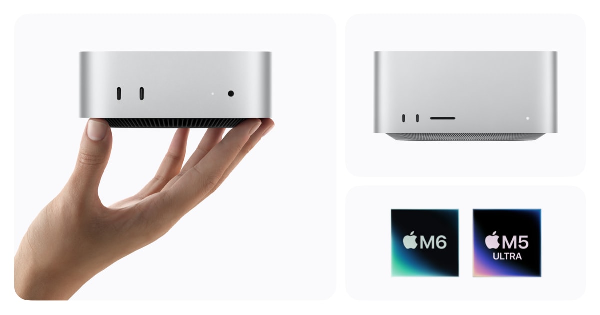 새 맥 미니·맥 스튜디오 판매 시작 — $899부터 $5,499까지, 어느 칩을 사야 하는지 한 장으로 공식 제공 이미지