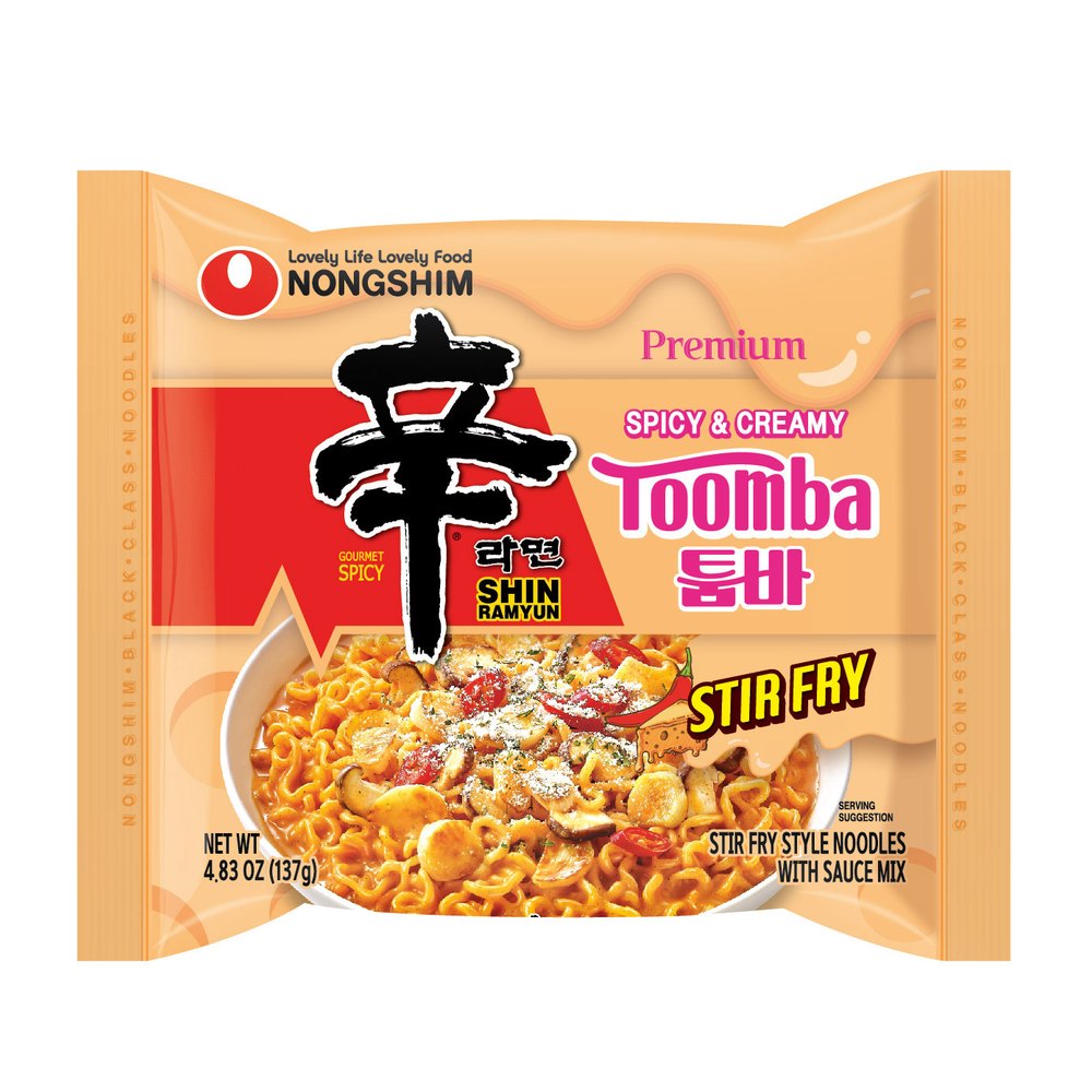 Nongshim Shin Ramyun Toomba stir fry noodles (one 4.83 oz pack shown; listing is a pack of 4) (official product photo)